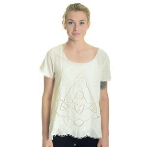 Joie Natesa Cotton Top in Porcelain Short Sleeve M
